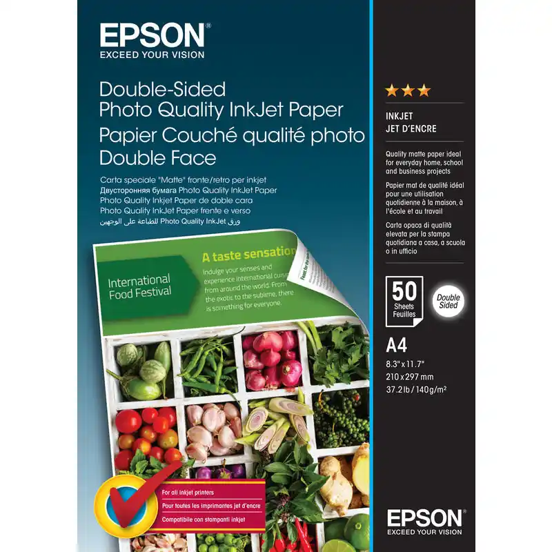 Precio De Oferta Epson Double-Sided Photo Quality Inkjet papermatea4 (210 X 297 Mm)140 G/m50 Hoja(S) Papel Fotogrfico Brillantepara Ecotank Et-16