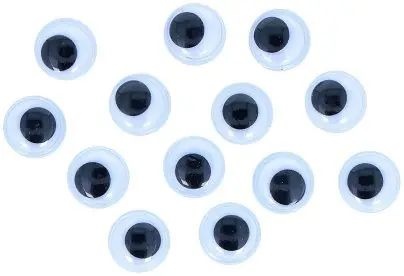 Ojos móviles negros autoadhesivos redondos 12 mm. Ordenar Ahora Mismo