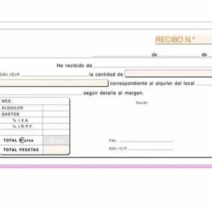Alta Calidad Talonario Recibos con matriz