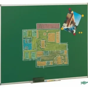 Moderno Pizarra verde acero vitrificado 122 x 100 cm, m/aluminio
