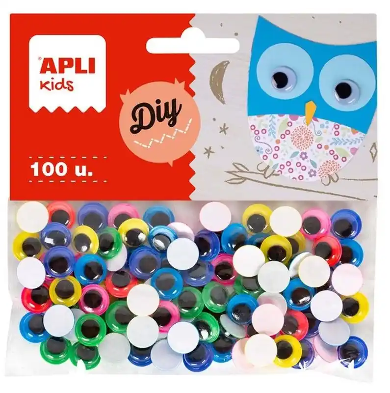 Ojos móviles color redondos adhesivos ø 10 mm 100 und. Liquidación
