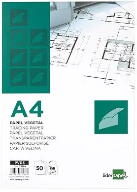 Mejor Calidad Papel vegetal liderpapel encolado bloc 50 hojas 210x297mm 95gr.