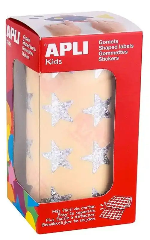 Promoción Gomets rollo estrellas metalizadas 19,5 mm Holográficas
