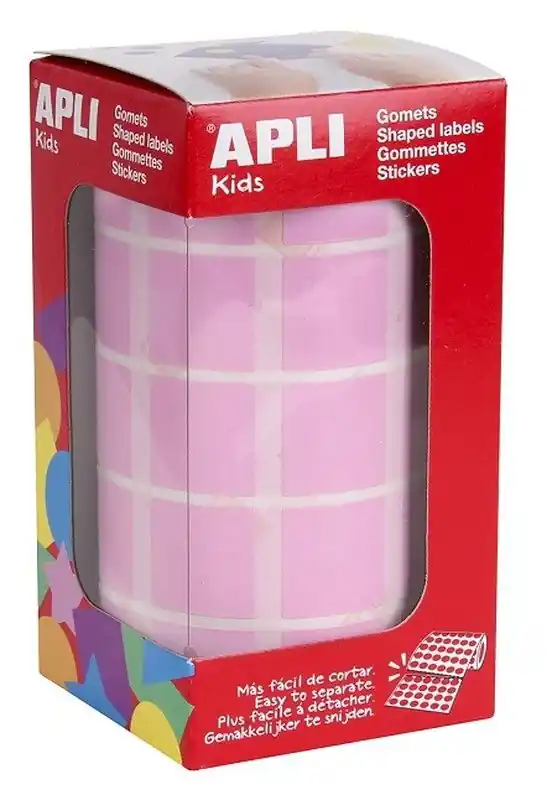 Gomets rollo cuadrados 20 mm rosa Artesanal