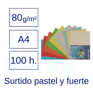 PAPEL A4 80 g 100 h PASTEL Y FUERTE Liquidación