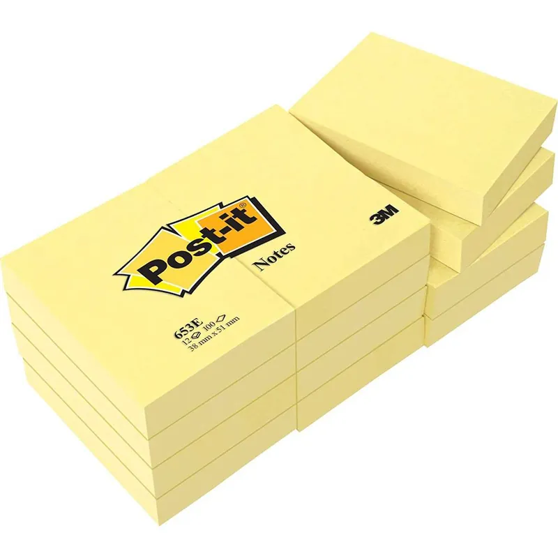 Disponible Ahora Notas Adhesivas 3M Post-it 653 38x51 mm. Amarillo
