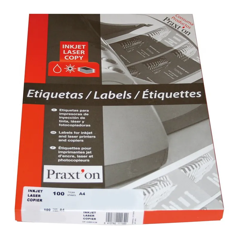 Precio De Oferta Etiquetas Impresora PRAXTON, Caja x100 Hojas
