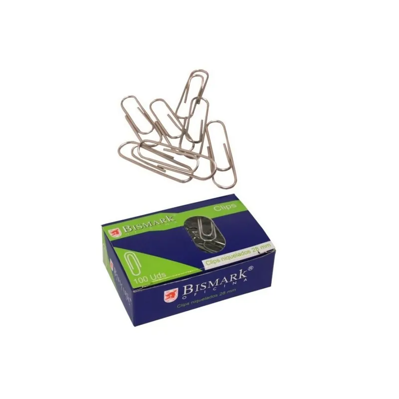 Garantía Incluida Clips Labiados BISMARK Niquelados, Cajita x100