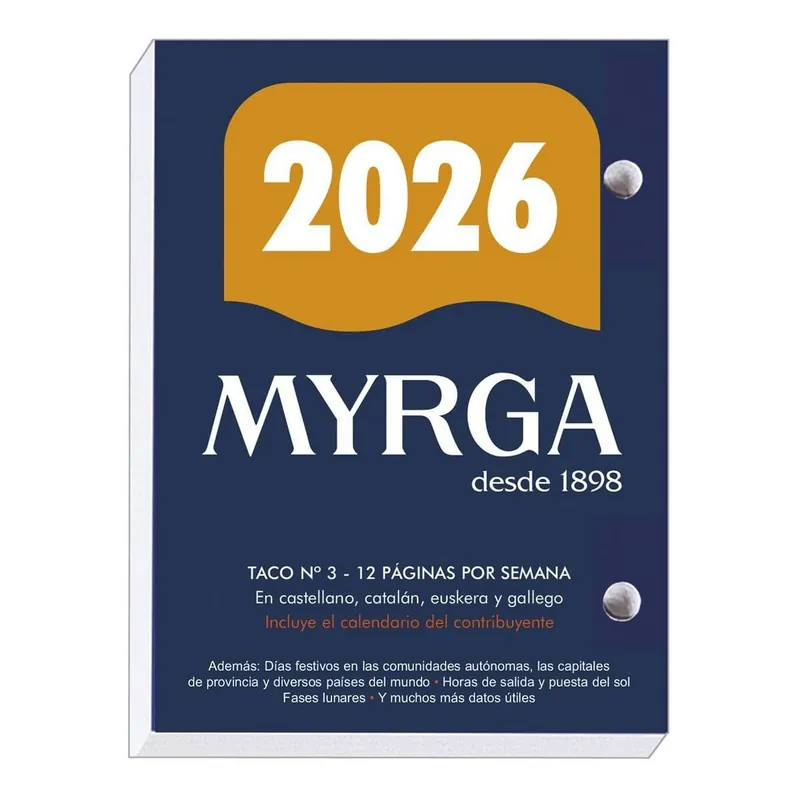 Última Versión Taco Calendario MYRGA 2026 Nº 3