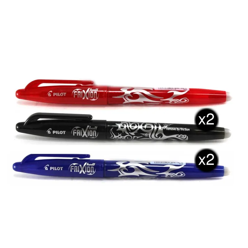 Certificado Bolígrafos PILOT Frixion Ball, Pack x5 Colores (2x Azul + 2x Negro + 1x Rojo)
