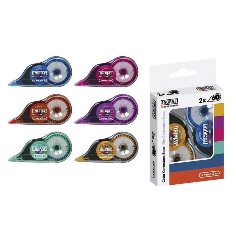 Corrector Cintta INGRAF 5 mm. x 12 m. Blister x2 Colores Oferta Limitada