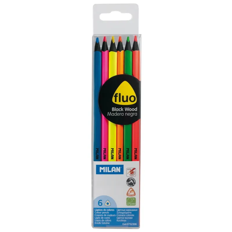 Lápices Color MILAN Fluo, Blister x6 Colores Nuevo Modelo