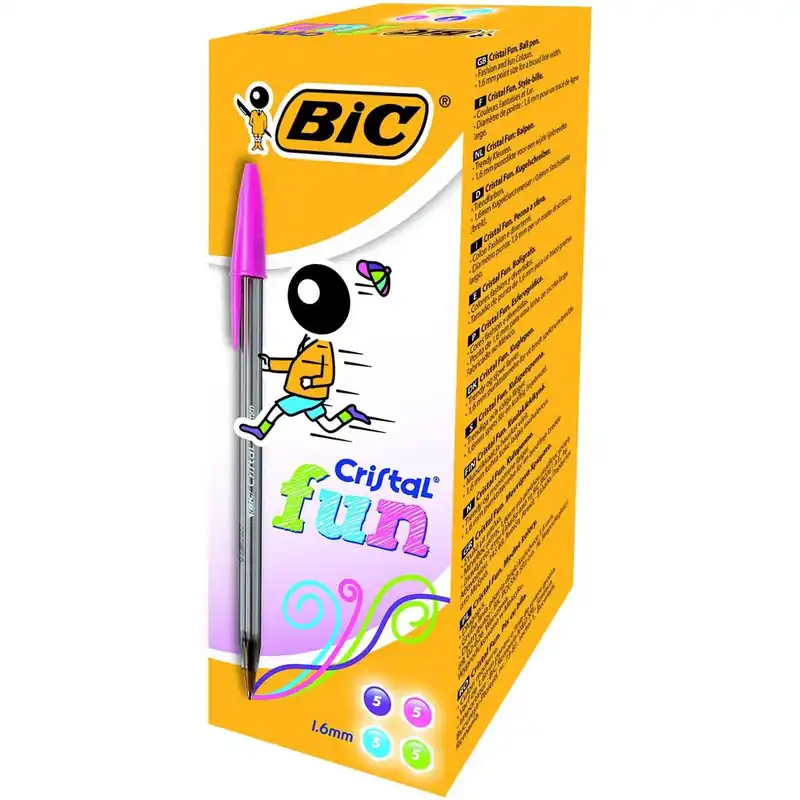 Certificado Bolígrafos BIC Cristal Fun Grueso, Caja x20 Surtidos