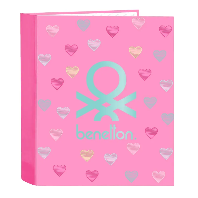 Precio Económico Carpeta Archivador BENETTON Heart, Folio 4 Anillas 40 mm.