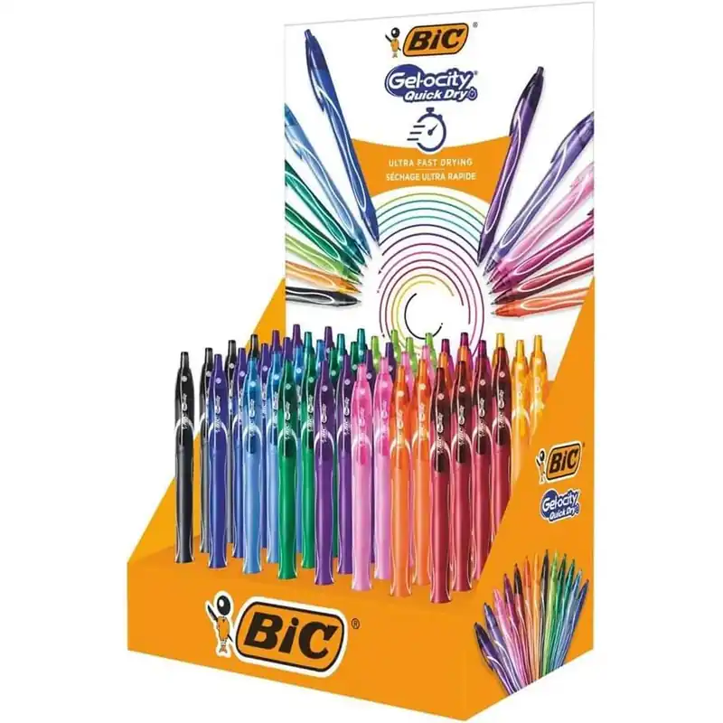 Solo Hoy Bolígrafos BIC Gelocity Quick Dry, Expositor x48 Surtidos
