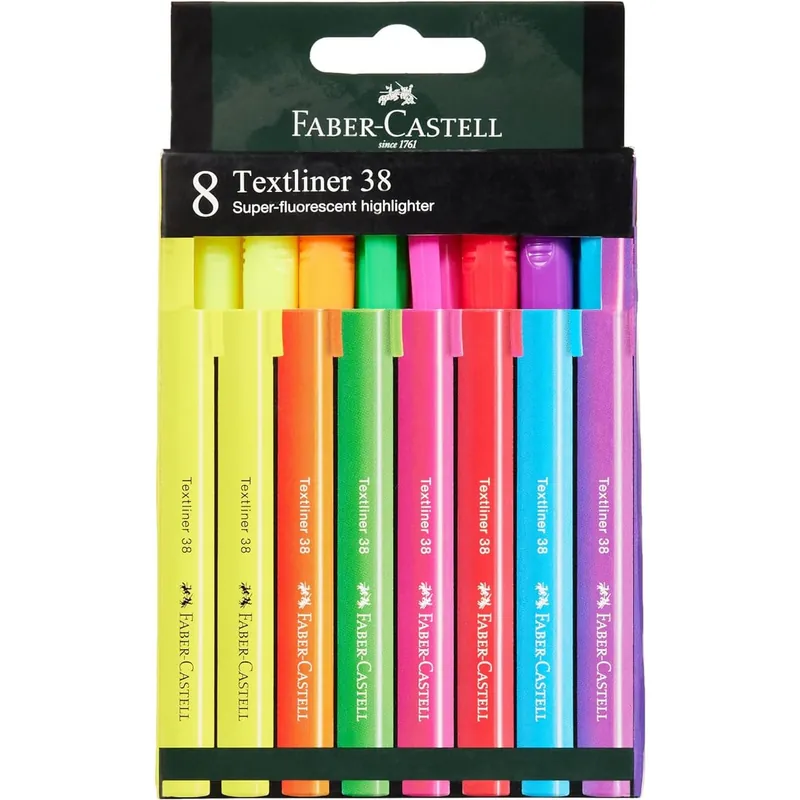 Económico Marcadores Fluorescentes FABER-CASTELL Textliner 38, Caja x8