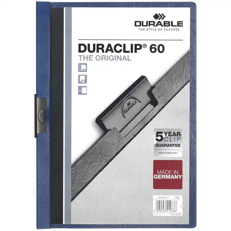 Auténtico Carpeta Dossier DURABLE Duraclip, Din-A4 60 Hojas