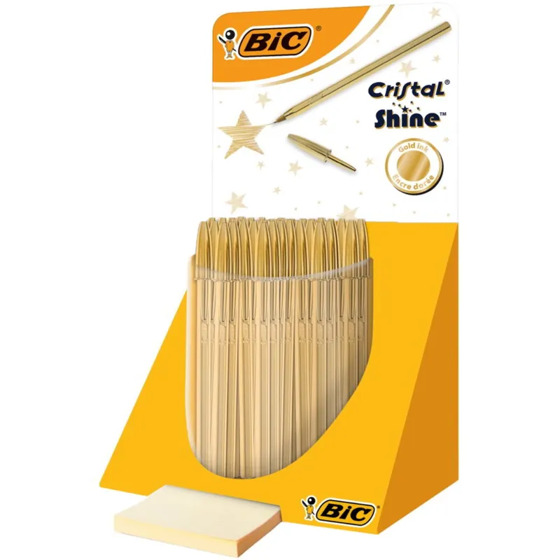 Pago Seguro Bolígrafo BIC Cristal Shine Gold Ink, Expositor x40
