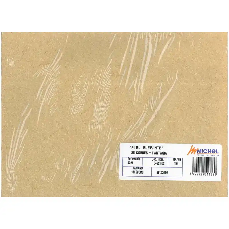 Sobre Fantasía MICHEL 16 x 22 cm. 110 gr. Piel Elefante Pergamino, Pack x25 Solo Por Tiempo Limitado