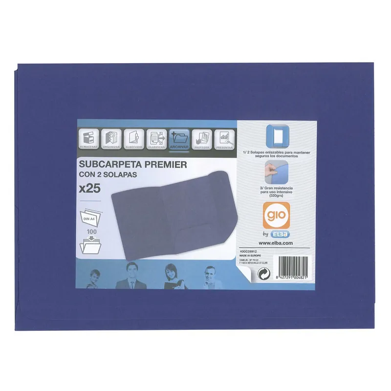 Favorito De Clientes Subcarpeta ELBA GIO Premier, Din-A4 2 Solapas Azul