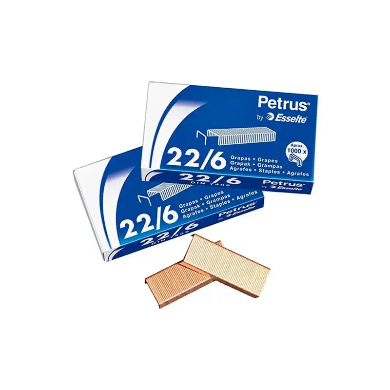 Económico Grapas Petrus 22/6 Cobreadas 1000Ud