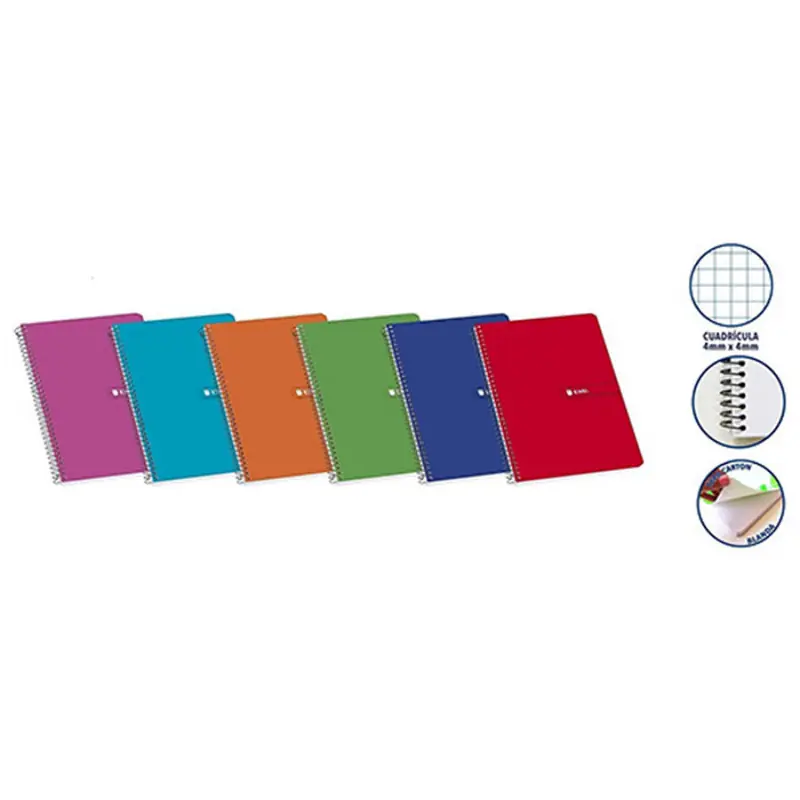 Cuaderno Folio Espiral Enri Tapa Blanda Cuadriculado 4x4 Margen 80 Hojas Última Versión