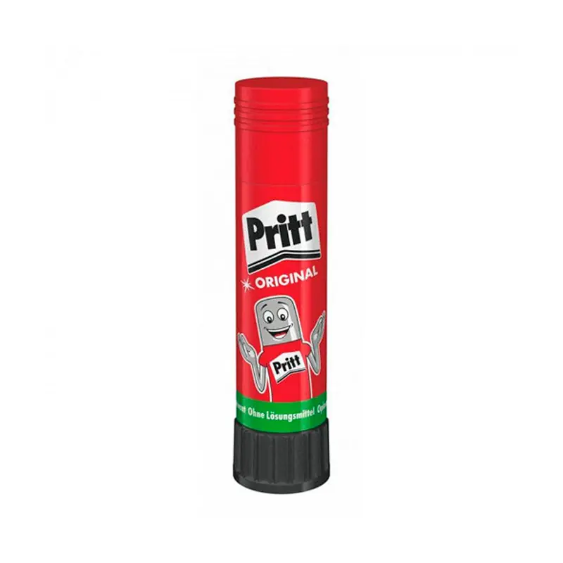Compra Hoy Pegamento sólido Pritt de 22 gramos, práctico y limpio para papel, cartón y fotos. Apto para uso escolar diario.