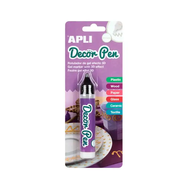 Rotulador Metalizado Apli Gel Decor Pen Efecto 3D Blanco Precio De Oferta