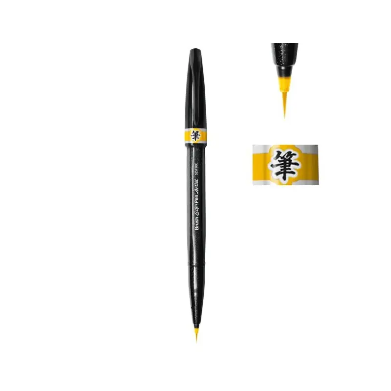 Rotulador Punta Pincel Extrafina Pentel Amarillo Envío Inmediato