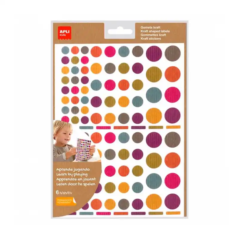 Favorito De Clientes Gomets Apli Redondos Nature Kraft Hojas