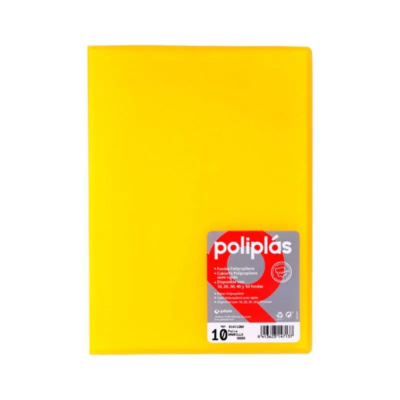 Certificado Carpeta 10 Fundas Traslúcida Poliplas Amarillo