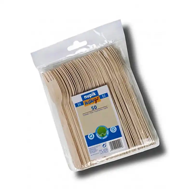 Tenedor de Madera Nupik 16Cm x 50Ud Ocasión Especial