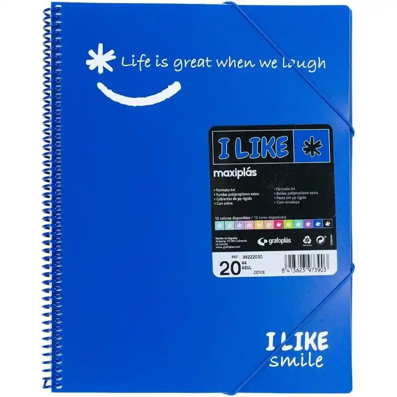 Carpeta 20 Fundas Espiral Maxiplas Azul Precio De Oferta