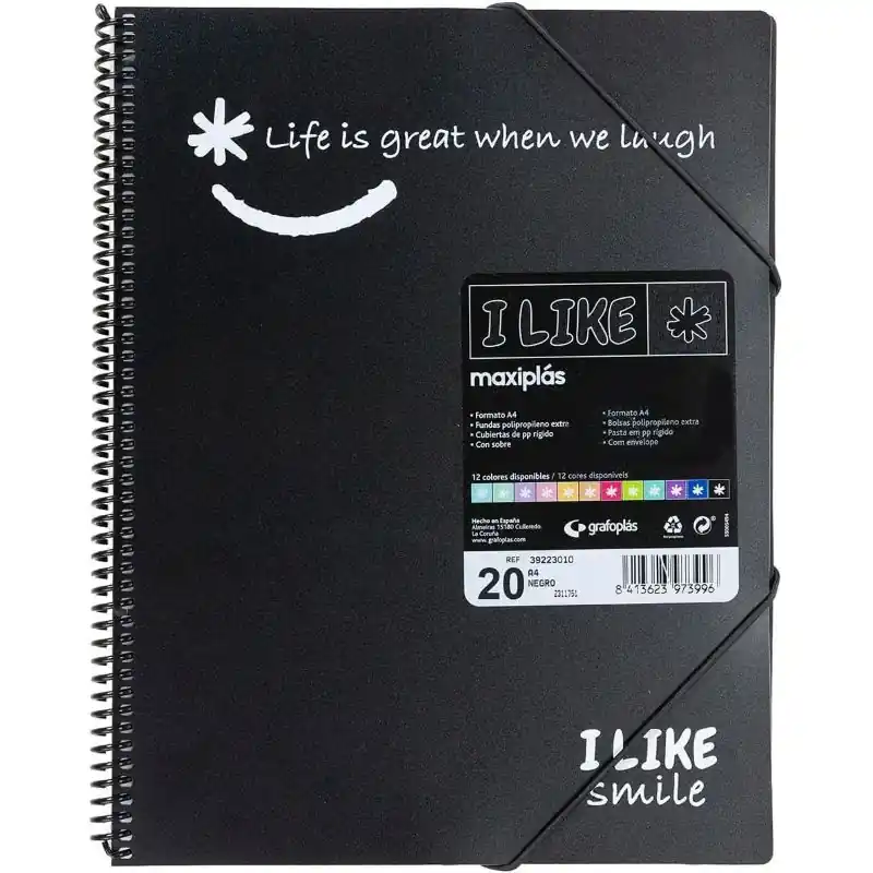 Carpeta 20 Fundas Espiral Maxiplas Negro Disponible Ahora