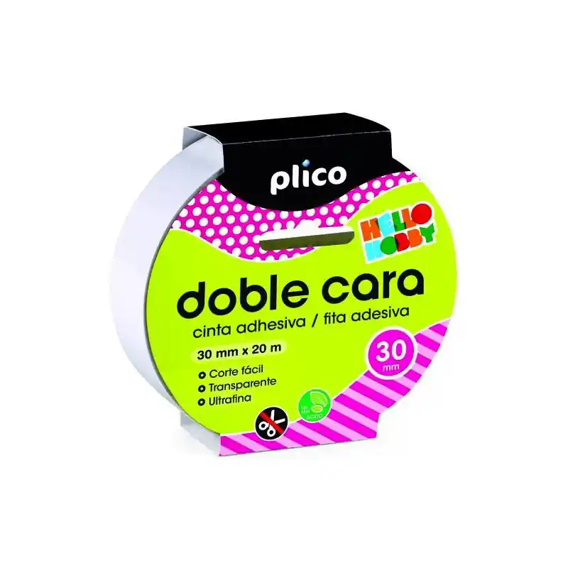 Cinta Adhesiva Doble Cara Plico 30mm x 20M Lujoso