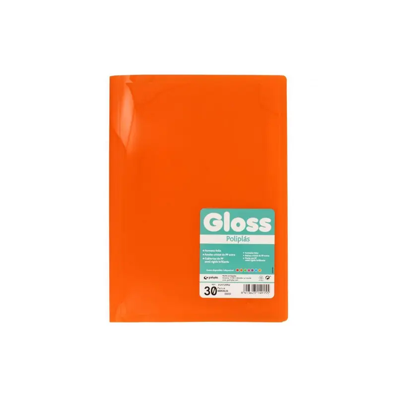 Stock Limitado Carpeta 30 Fundas Folio Poliplas Gloss Naranja