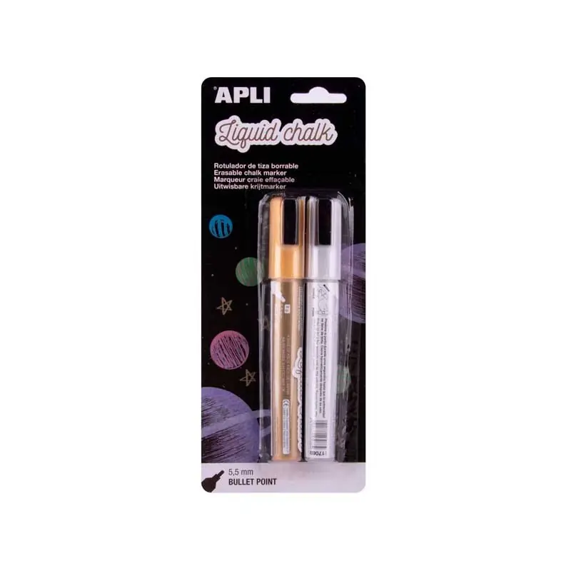 Oferta Especial Tiza Líquida Apli Liquid Chalk Blister Oro Plata