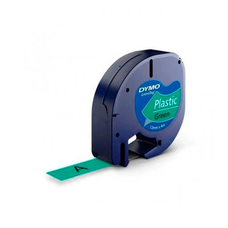 Favorito De Clientes Cinta de Rotular Dymo Letratag Plástico Negro Verde 12mmx4M
