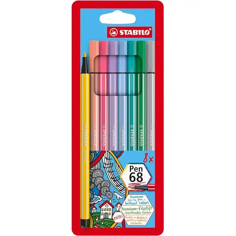Stabilo Pen 68 Estuche 8 Pastel Original