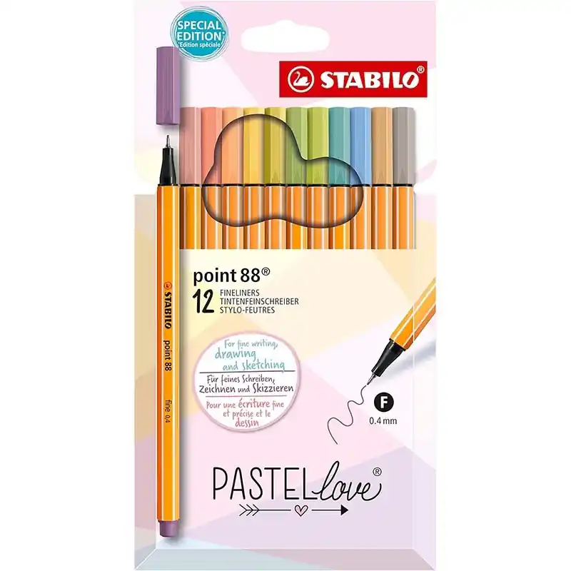 Estuche 12 Stabilo Point 88 Pastel Mejor Calidad