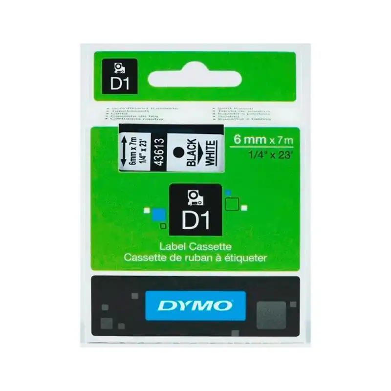 Cinta de Rotular Dymo D1 Negro Blanco 6mm x 7M Oferta Especial