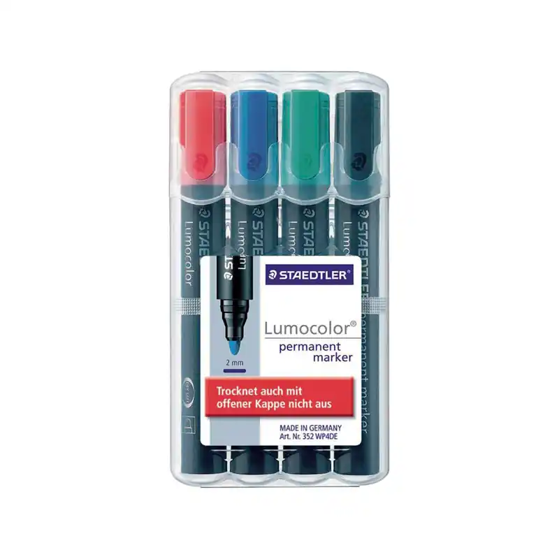 Tendencia ROTULADOR STAEDTLER LUMOCOLOR PERMANENTE 352 2mm - Estuche 4 colores