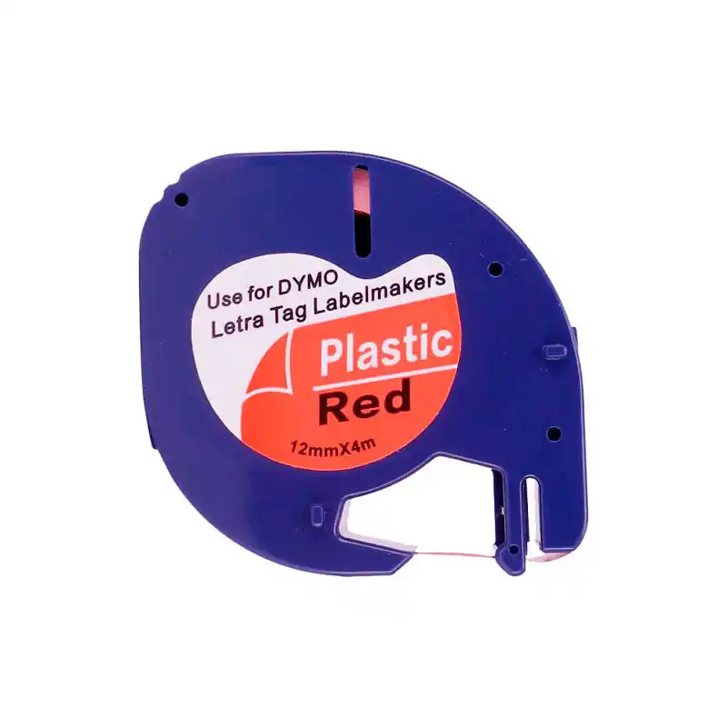 CINTA PLÁSTICO DYMO LETRA TAG 12mm x 4m - Rojo Moderno