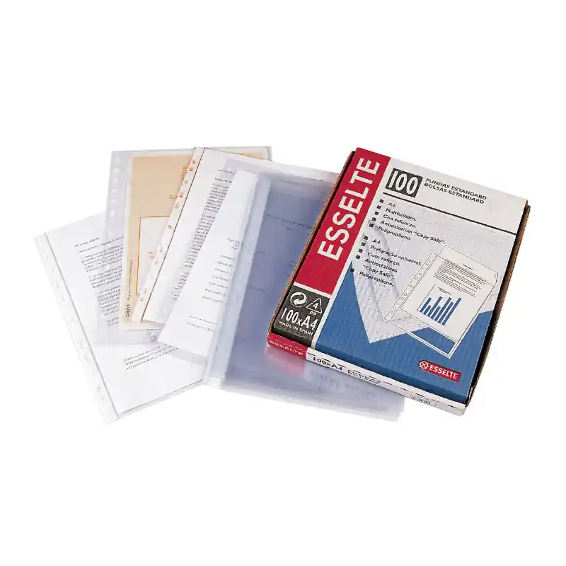 CAJA 100 FUNDAS MULTITALADRO PORTADOCUMENTOS ESSELTE 80 MICRAS FOLIO Envío Exprés