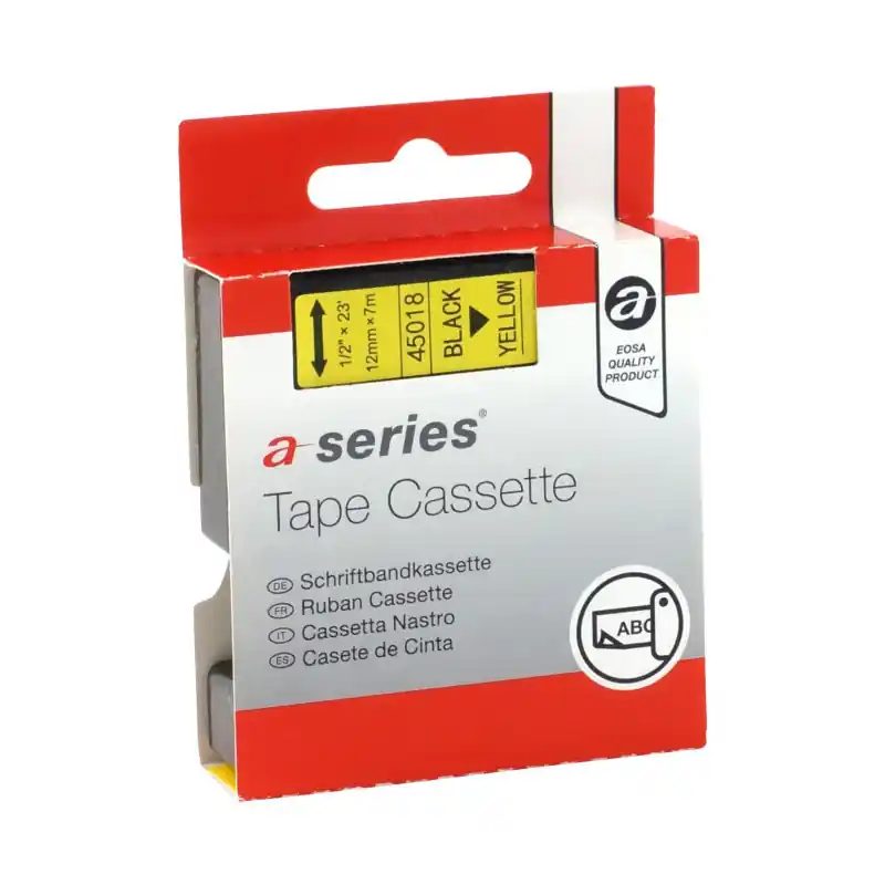 Moderno CINTA ROTULAR A-SERIES PARA DYMO LABEL MANAGER 12 mm x 7m ELECTRÓNICA - Amarillo