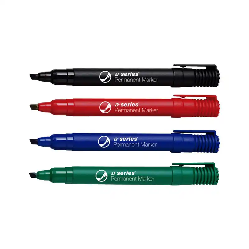 Bestseller MARCADOR PERMANENTE A-SERIES PUNTA BISELADA - Estuche 4 colores