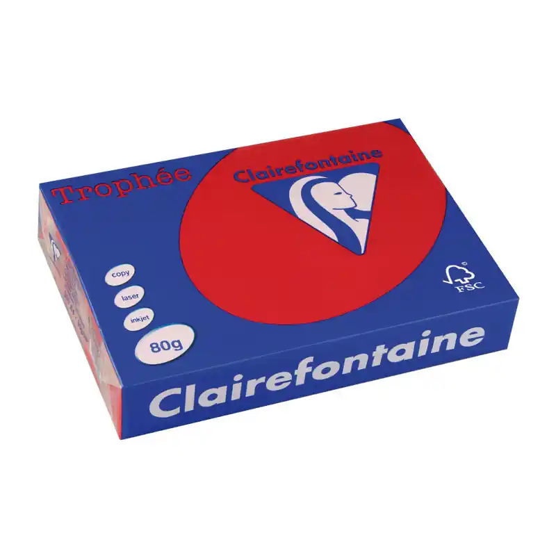 Imprescindible (Must-Have) PAQUETE 500h PAPEL TROPHÉE CLAIREFONTAINE A4 INTENSO - Rojo grosella