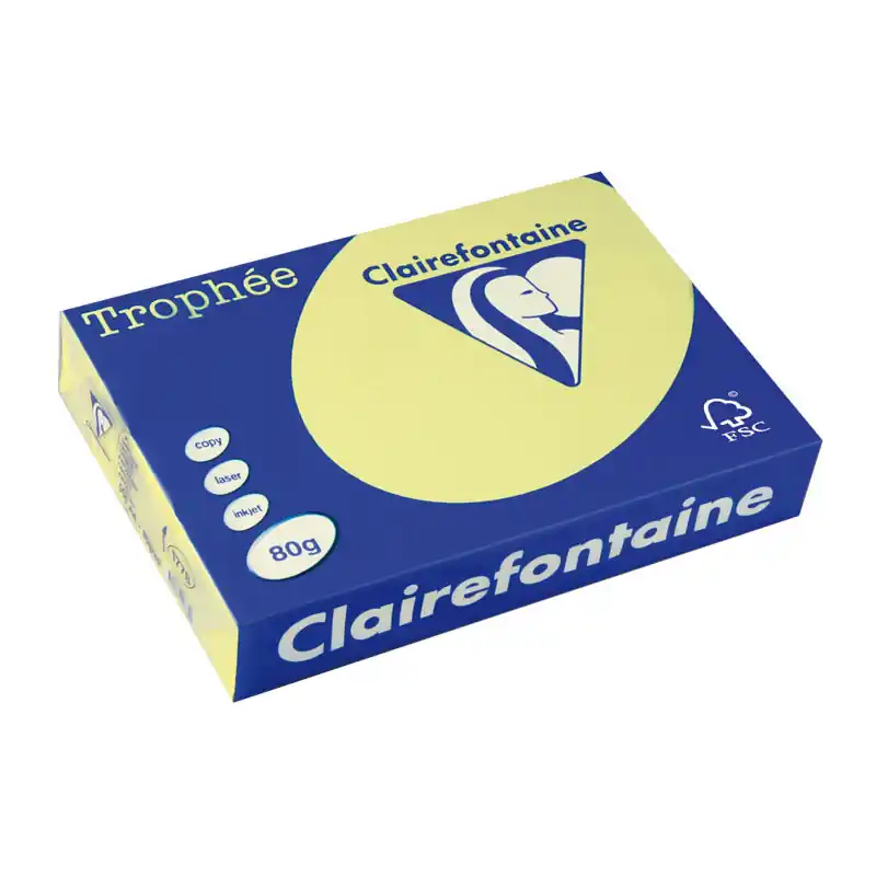 Imprescindible (Must-Have) PAQUETE 500h PAPEL TROPHÉE CLAIREFONTAINE A4 PASTEL - Amarillo