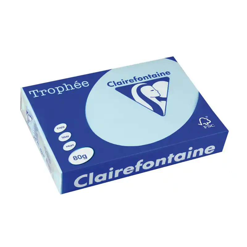 PAQUETE 500h PAPEL TROPHÉE CLAIREFONTAINE A4 PASTEL - Azul claro Entrega Rápida