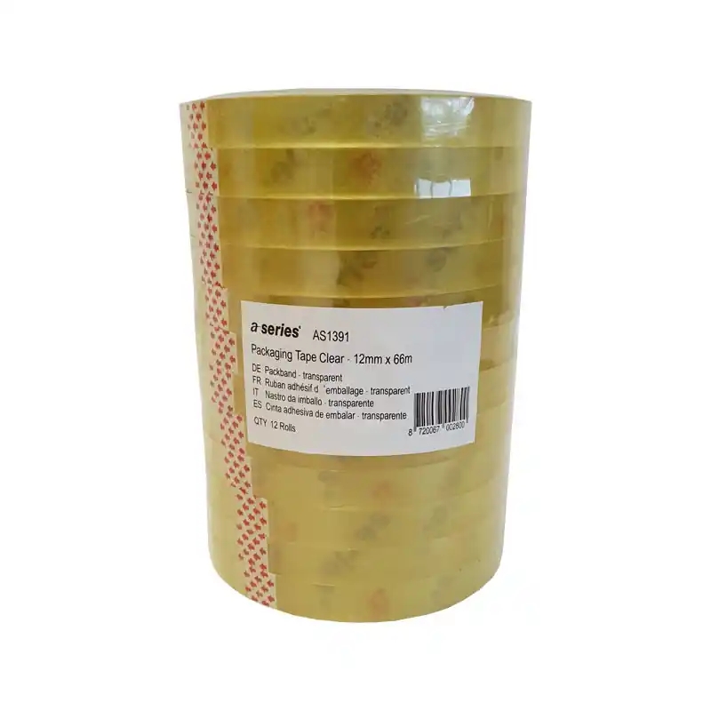 PACK 12 ROLLOS CINTA ADHESIVA A-SERIES 12mm x 66m Envío Inmediato